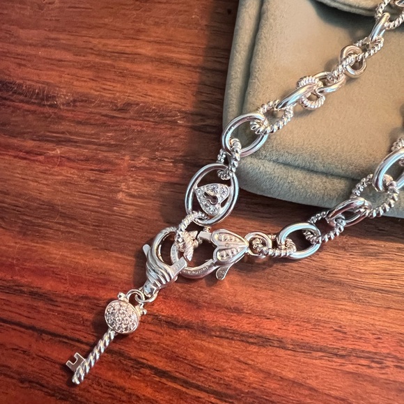 Judith Ripka Sterling Silver “Key to my Heart” Necklace 18” with Key Charm